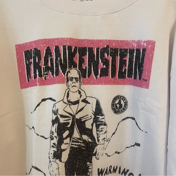 Urban Outfitters Sweatshirt XL New White Pink Frankenstein - Picture 4 of 11